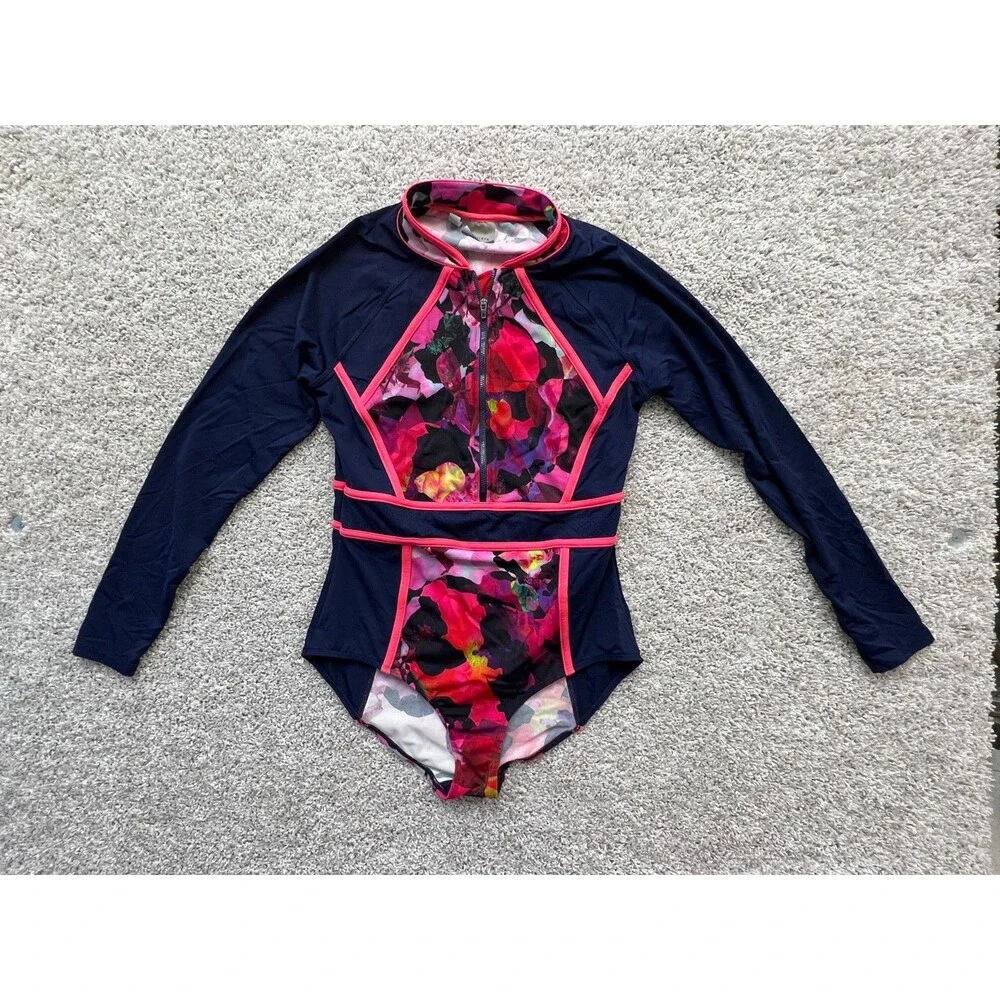 ATHLETA RED MYSTIQUE ONE PIECE RASHGUARD FOR SWIM SURF BEACH SIZE L - Picture 1 of 7
